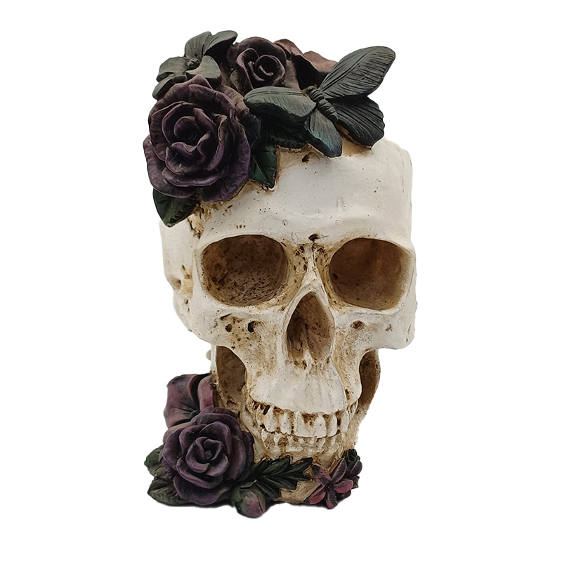 Rose Butterfly Skull Resin Decorative Piece