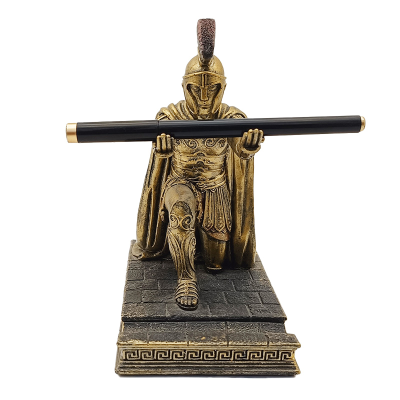 Resin Roman Soldier Pen Holder Retro Knight Pen Stand Desktop Decoration