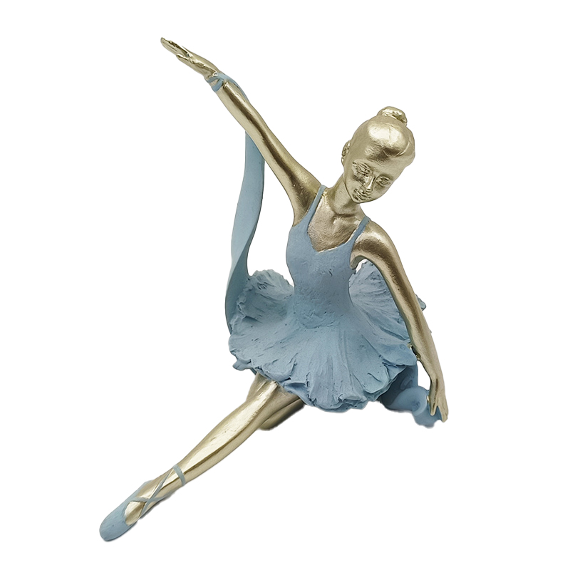 Resin figurine of a ballet dancer in blue dress