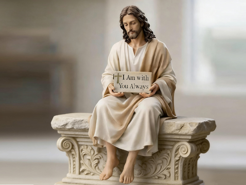 Handbemalte Jesusstatue, stehend oder sitzend